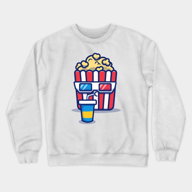 Cute Popcorn Drinking Soda Crewneck Sweatshirt by Catalyst Labs